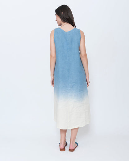 Blueberry Sleeveless A-Line Dress, Sky Ombre