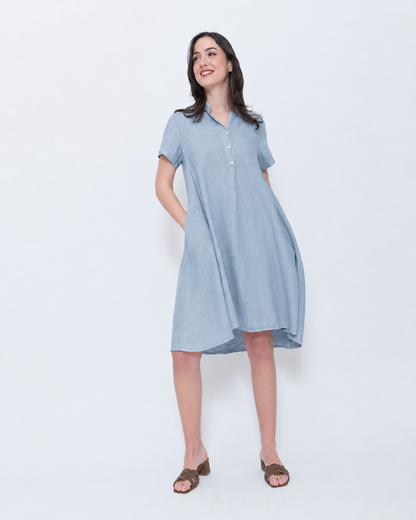 Blueberry Collared Swing Dress, Sky