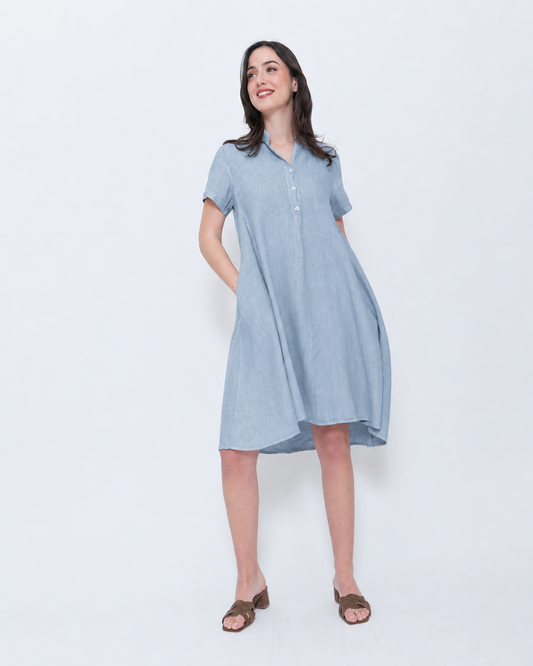 Blueberry Collared Swing Dress, Sky