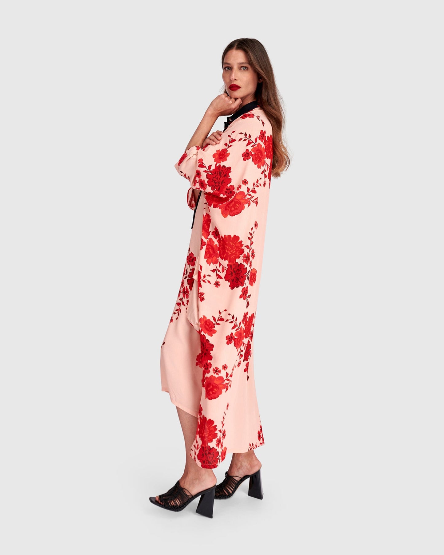 Kiku Oversized Dress, Apricot Floral