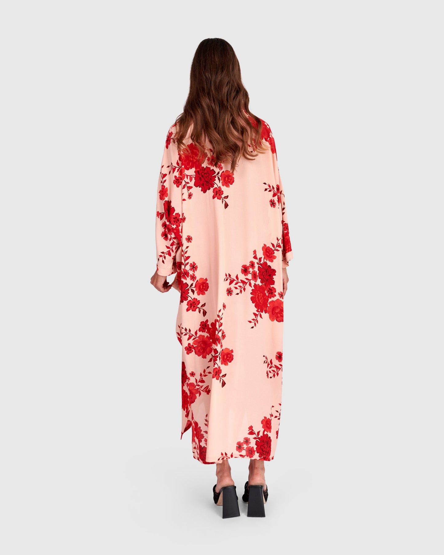 Kiku Oversized Dress, Apricot Floral