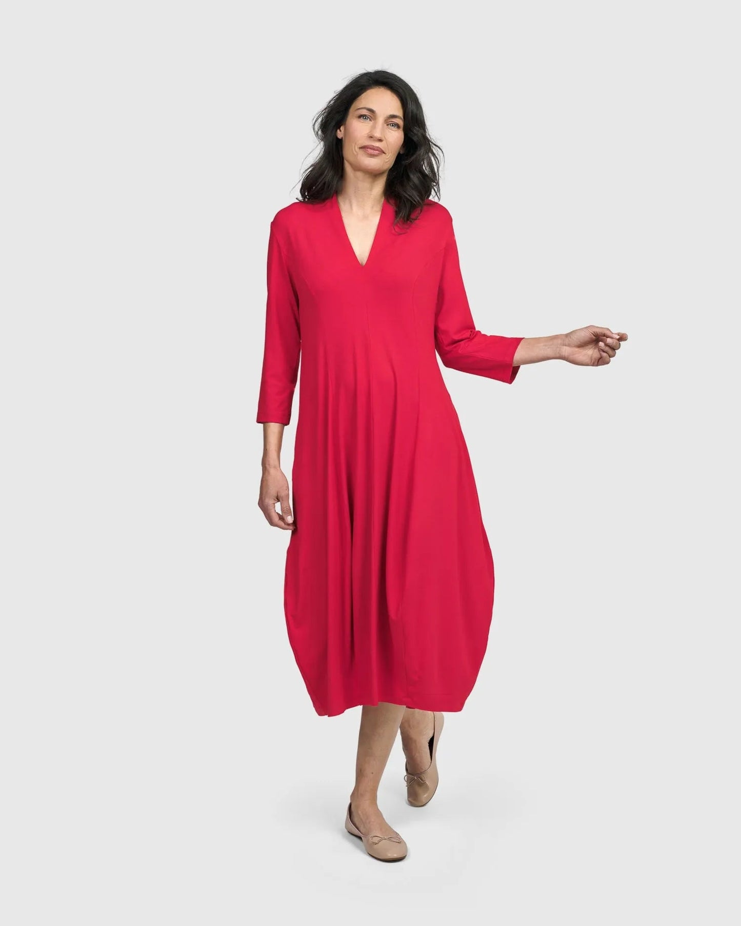Essential Cocoon Dress, Red Rose