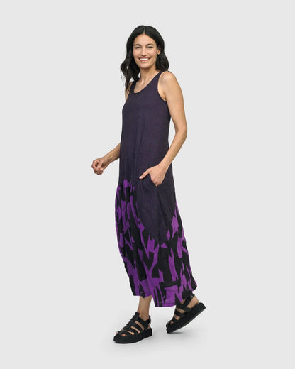 Fusion Sleeveless Midi Dress, Violet
