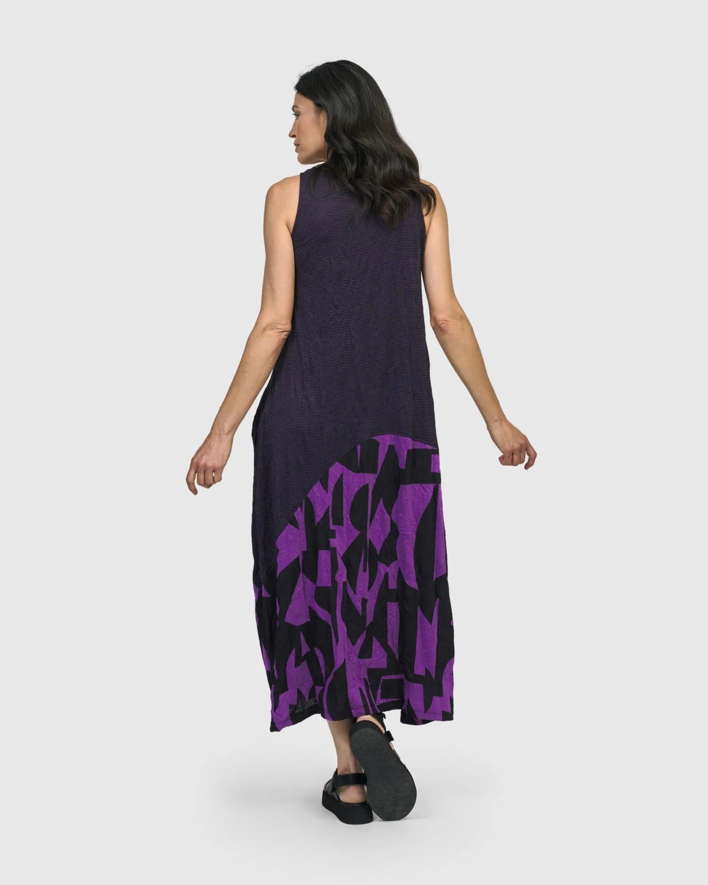 Fusion Sleeveless Midi Dress, Violet
