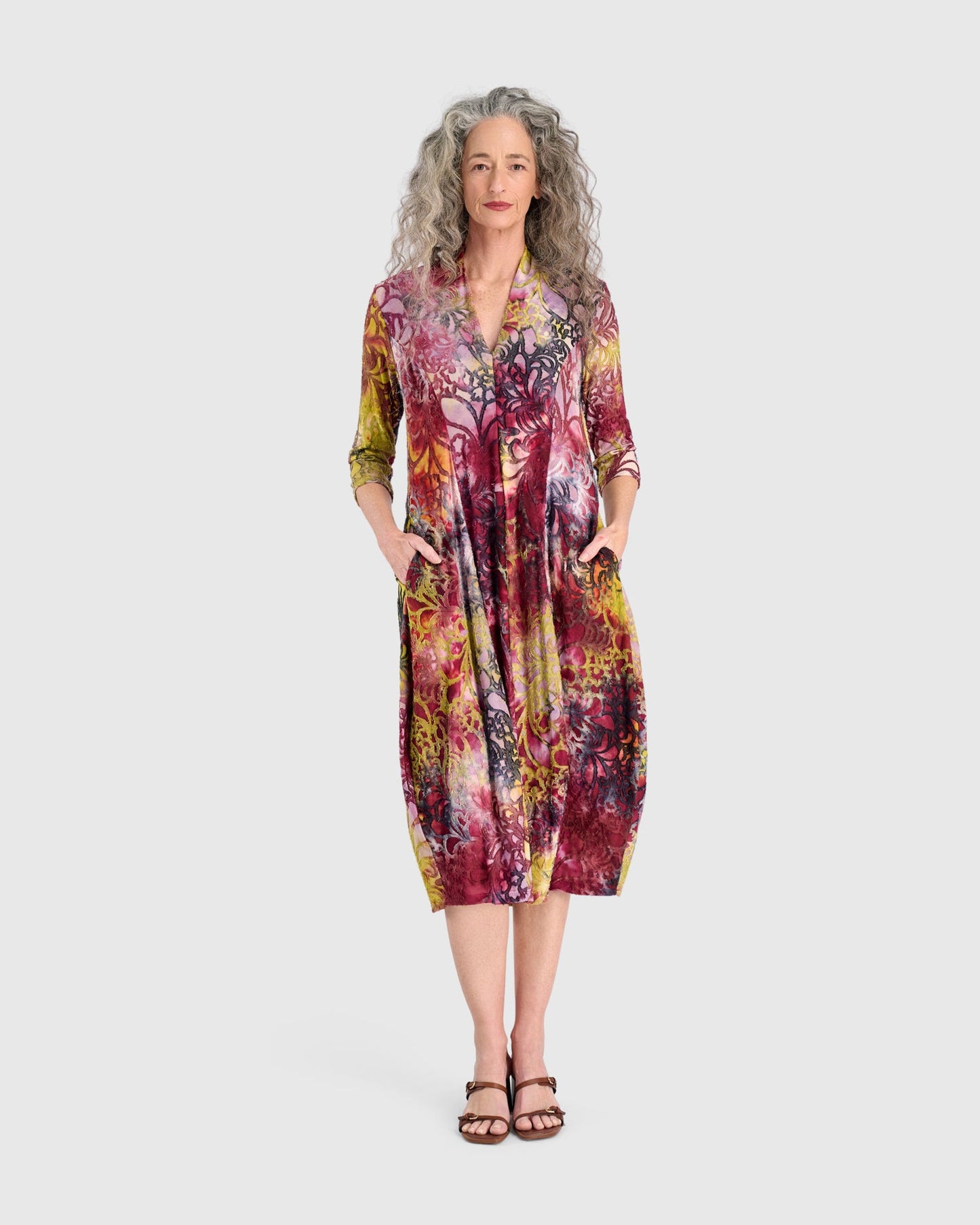 Confetti Cocoon Dress, Raspberry/Gold