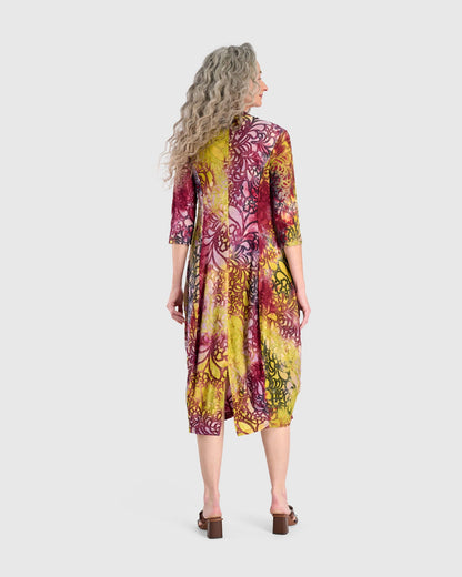 Confetti Cocoon Dress, Raspberry/Gold
