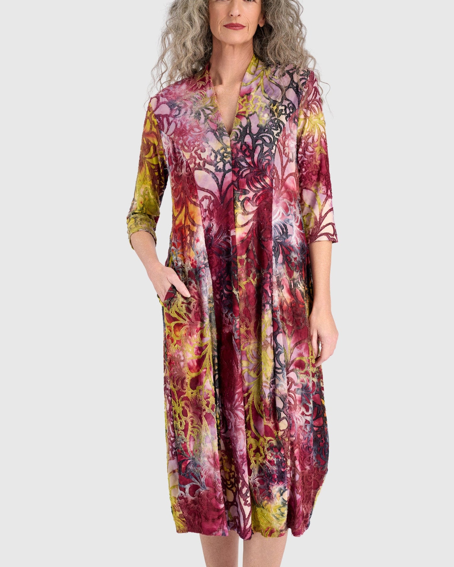Confetti Cocoon Dress, Raspberry/Gold