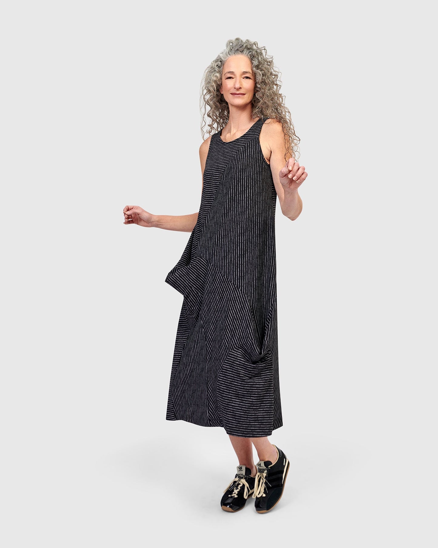 Urban Sahara Midi Dress, Pinstripes