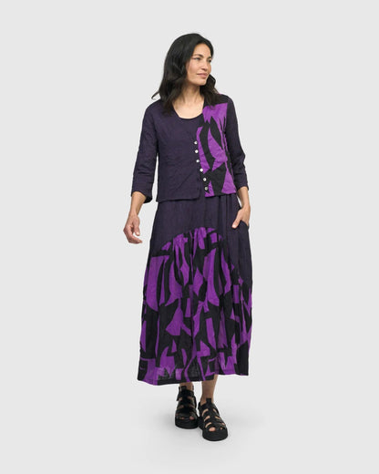 Fusion Sleeveless Midi Dress, Violet