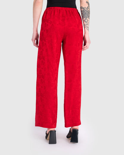 Sabi Straight Pants, Red Jacquard