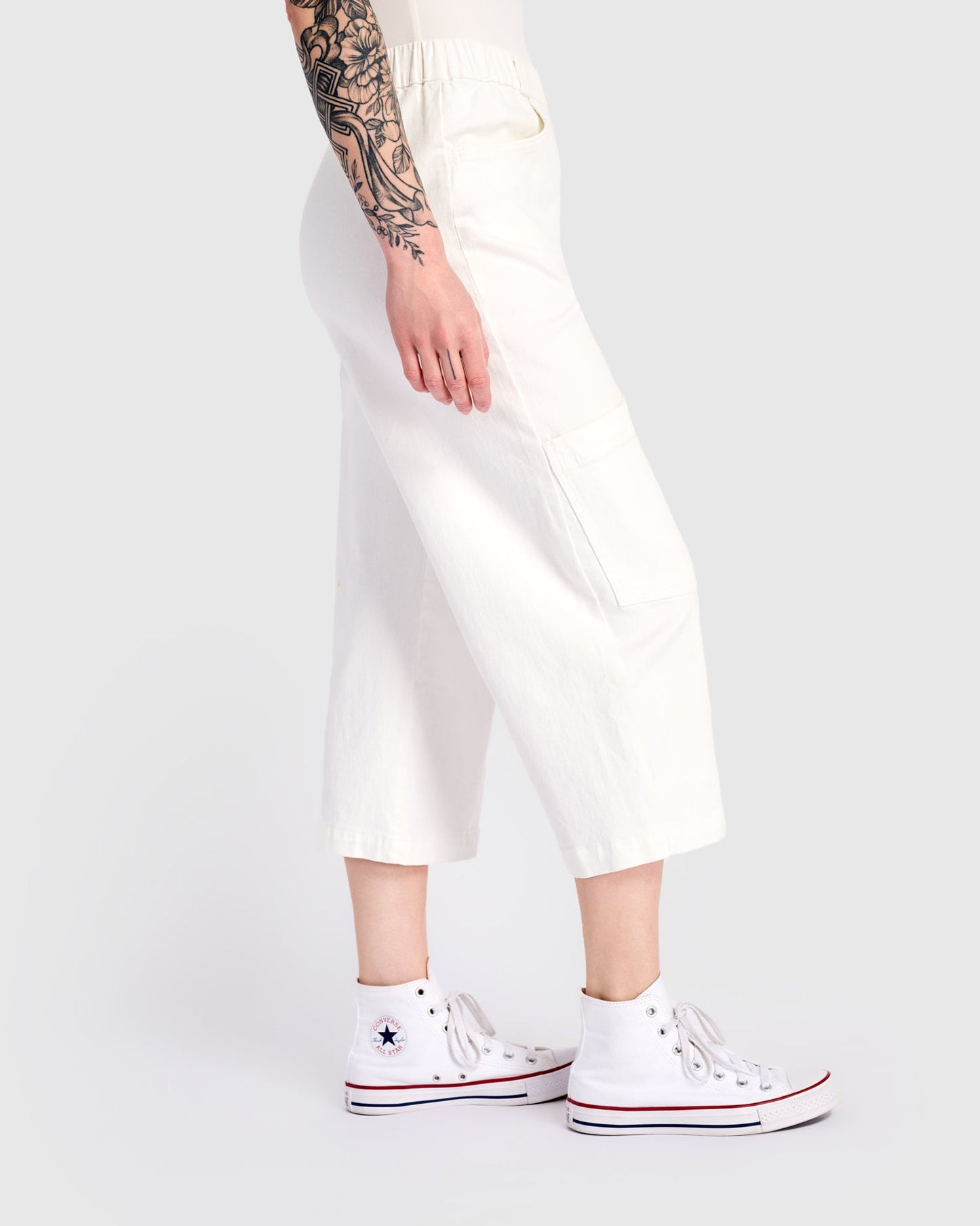 Twill Palma Capri Pants, White