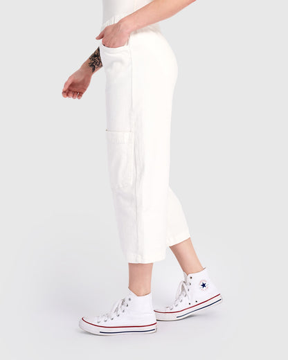 Twill Palma Capri Pants, White