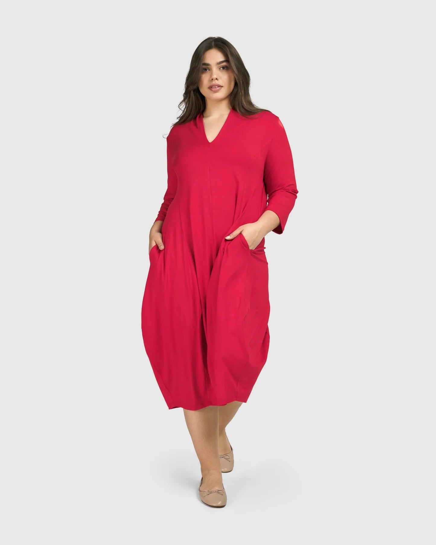 Essential Cocoon Dress, Red Rose