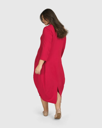 Essential Cocoon Dress, Red Rose