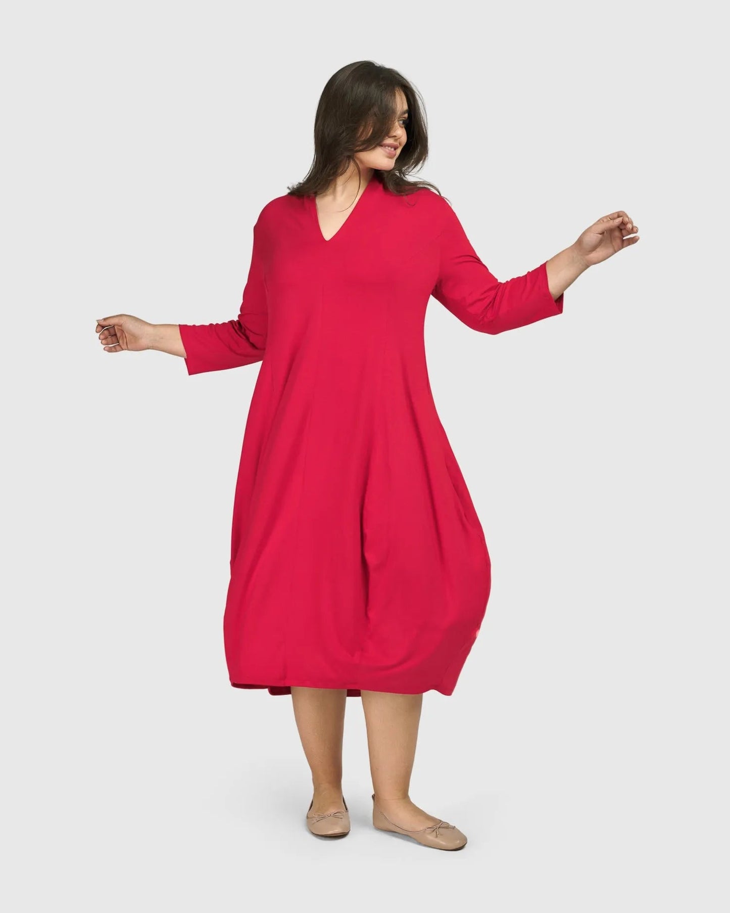 Essential Cocoon Dress, Red Rose