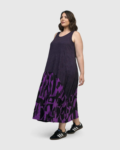Fusion Sleeveless Midi Dress, Violet
