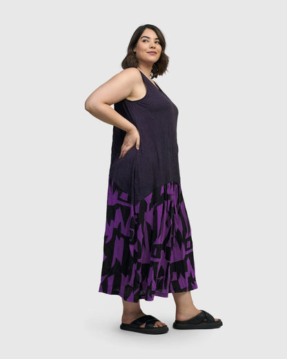 Fusion Sleeveless Midi Dress, Violet