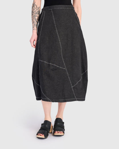 Carla Cocoon Skirt, Jet Denim