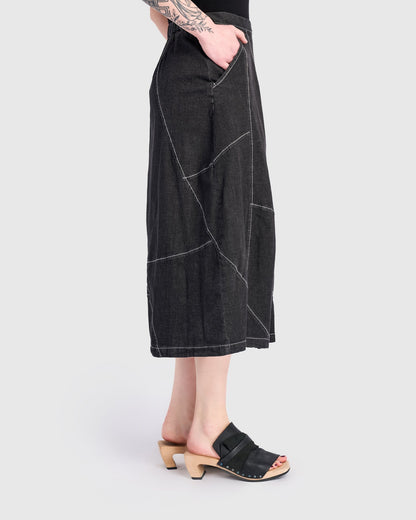 Carla Cocoon Skirt, Jet Denim