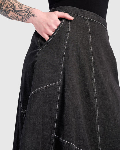 Carla Cocoon Skirt, Jet Denim