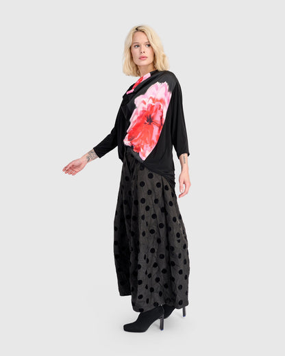 Perle Draped Top, Black/Pink