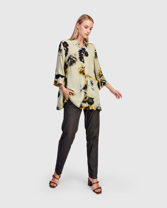 Ambrette Chiffon Tunic, Beige Floral