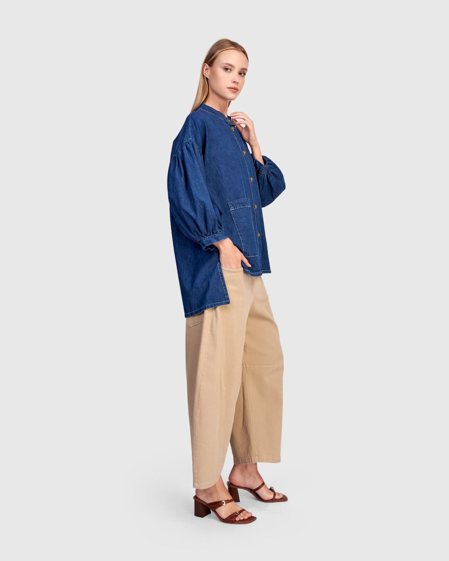 Penelope Puff Top, Denim
