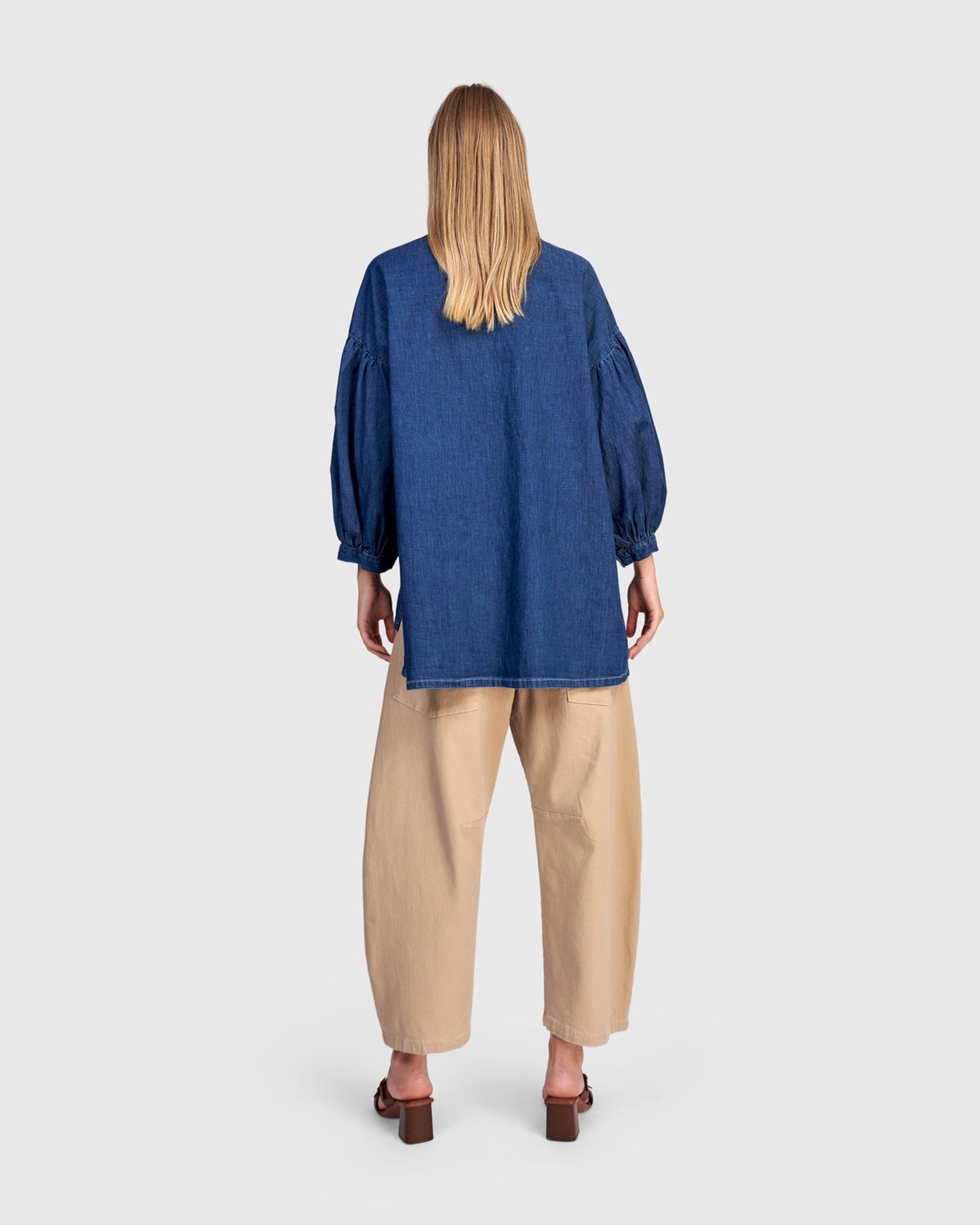 Penelope Puff Top, Denim