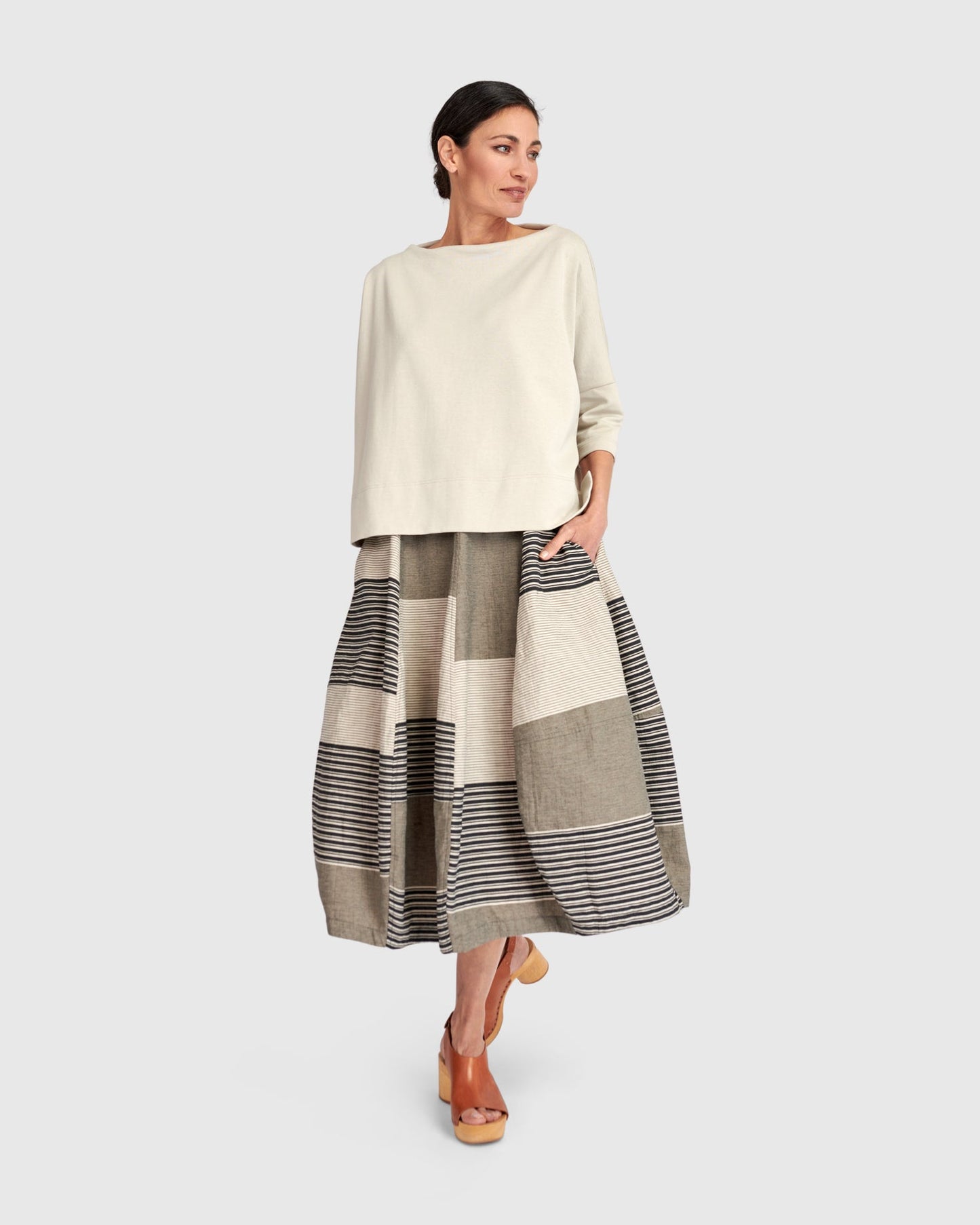 Urban Twilight Balloon Skirt, Sand Stripes
