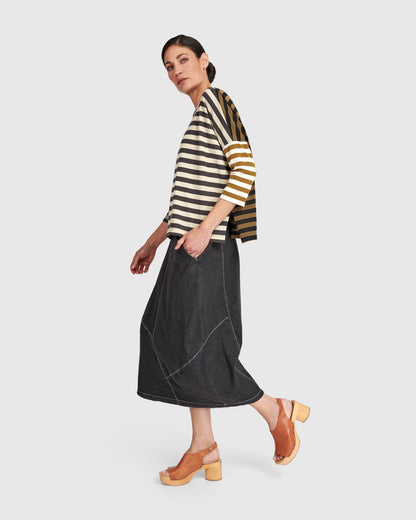 Carla Cocoon Skirt, Jet Denim