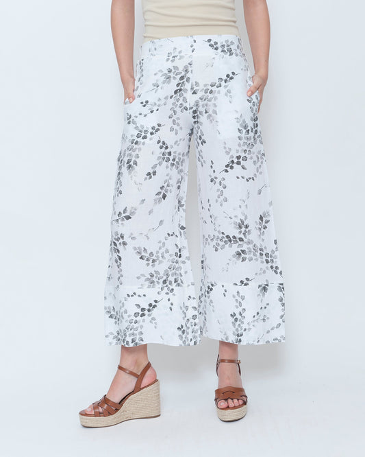 Blueberry Flare Trouser, White Flora