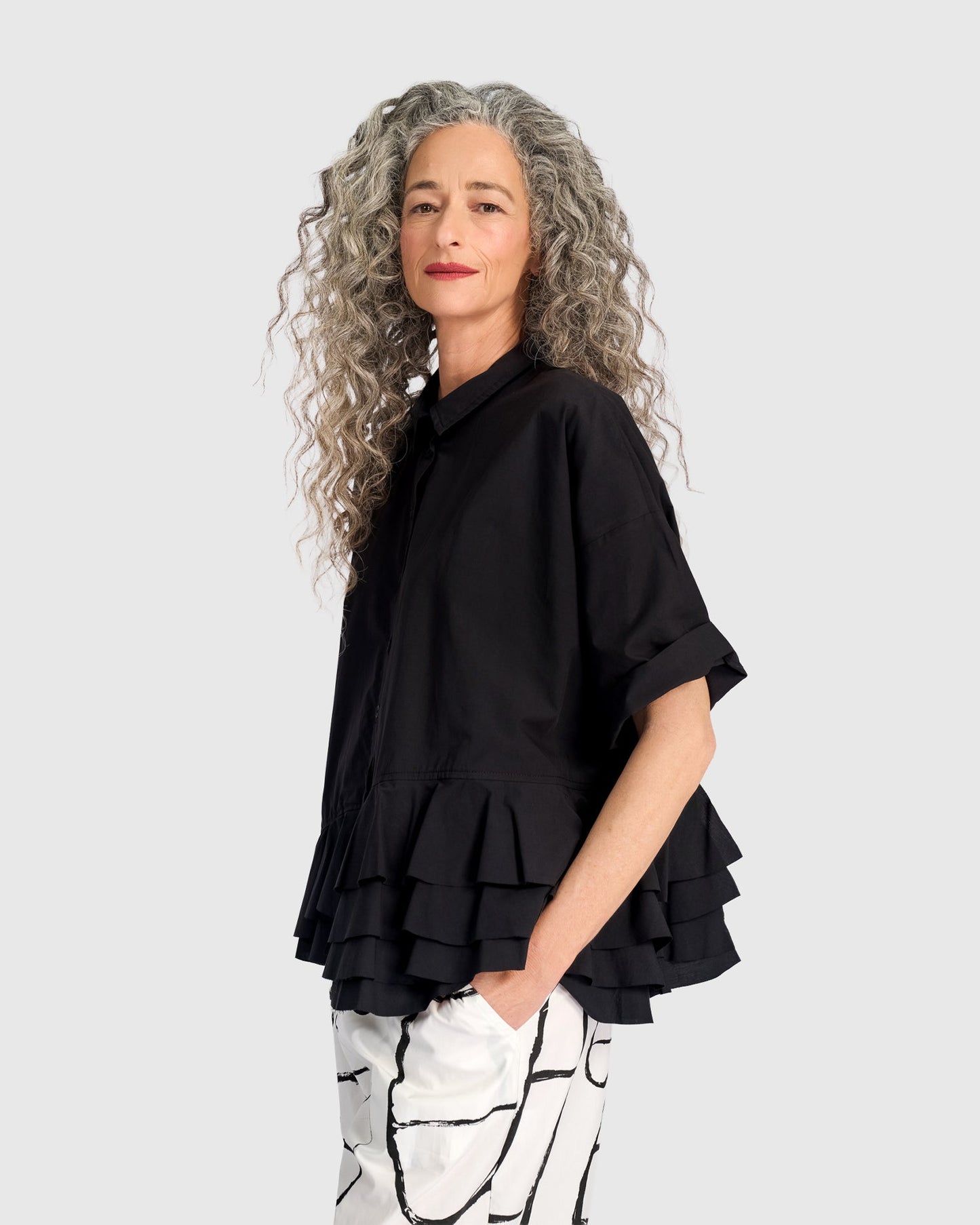 Urban Match Ruffled Shirt, Black
