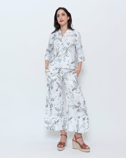 Blueberry Flare Trouser, White Flora