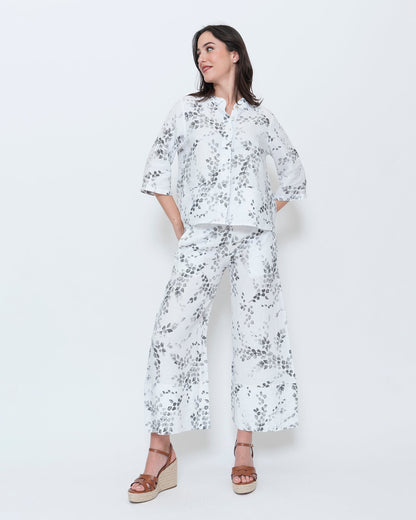 Blueberry Flare Trouser, White Flora