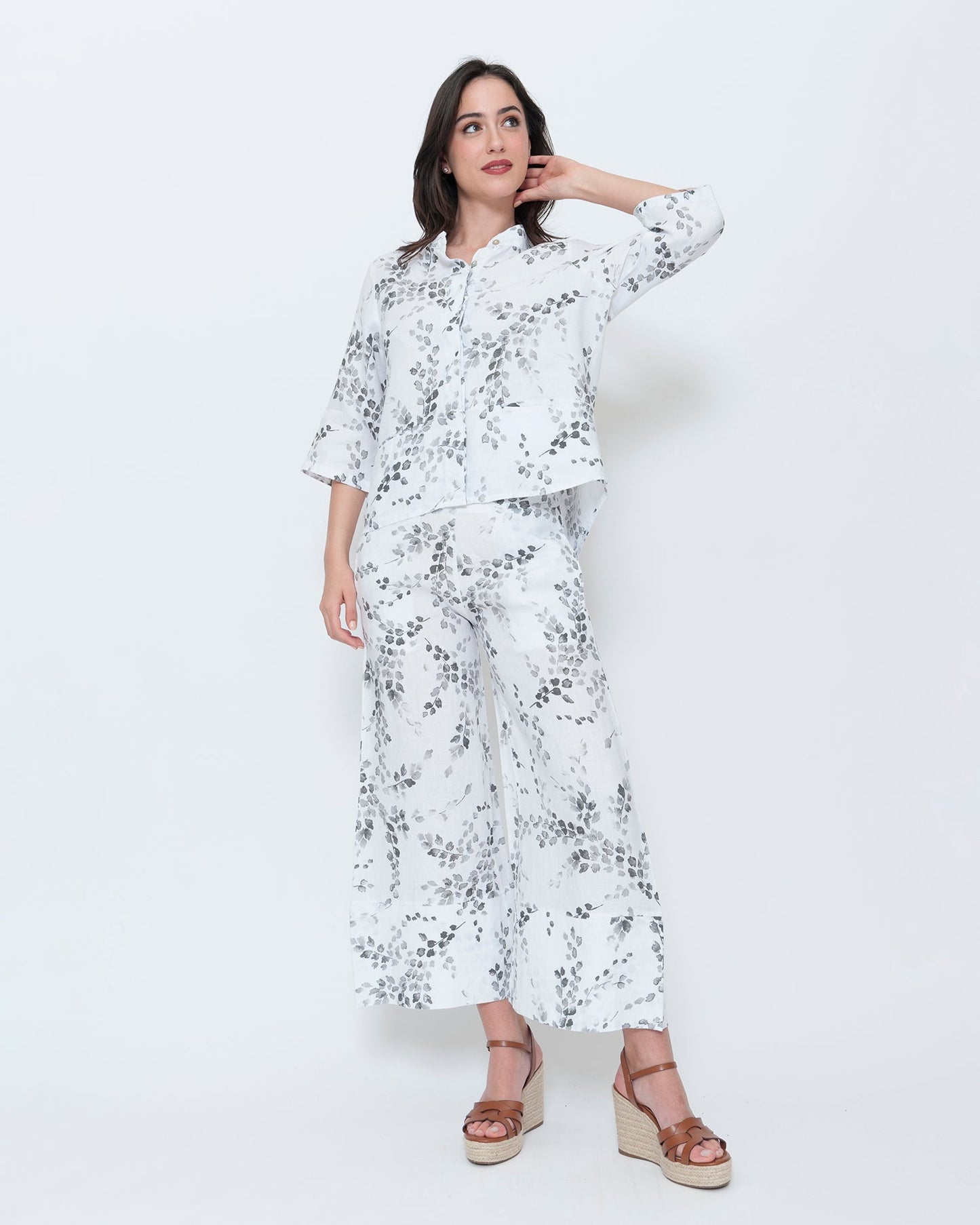 Blueberry Flare Trouser, White Flora