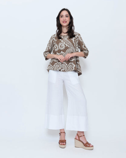 Blueberry Easy A-Line Top, Chocolate Paisley